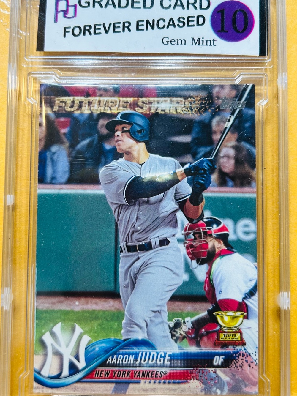 AARON JUDGE 2018 TOPPS “FUTURE STARS” CARD INCASED & GEM MINT!!YANKEES R#1!!